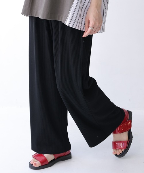 osharewalker（オシャレウォーカー）の「【廃盤】【セルフカット・機能素材】『リブカットソーパンツ』（その他パンツ・レディース・ブラック/モカ/グレイッシュブルー/ライム/ラベンダー・1/2）」の18枚目の写真