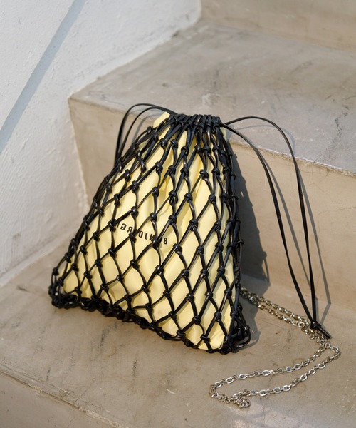 Bonjour Girl（ボンジュールガール）の「【Bonjour Girl】メッシュ×ナイロン巾着バッグ（ショルダーバッグ・レディース・ブラック/シルバー・FREE）」の16枚目の写真