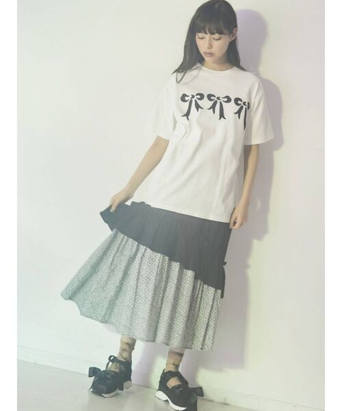 merry jenny（メリージェニー）の「floralティアードフレアスカート（スカート・レディース・ブラック/ベージュ/ラベンダー・FREE）」の13枚目の写真