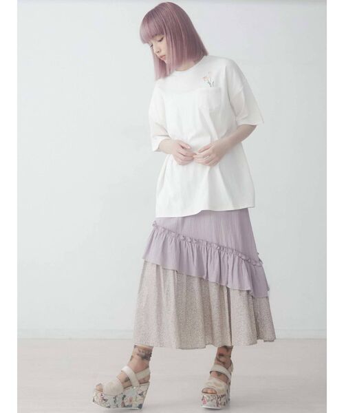 merry jenny（メリージェニー）の「floralティアードフレアスカート（スカート・レディース・ブラック/ベージュ/ラベンダー・FREE）」の8枚目の写真