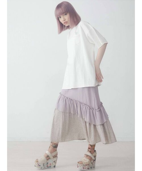 merry jenny（メリージェニー）の「floralティアードフレアスカート（スカート・レディース・ブラック/ベージュ/ラベンダー・FREE）」の12枚目の写真