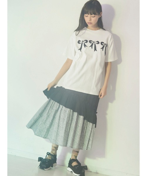 merry jenny（メリージェニー）の「floralティアードフレアスカート（スカート・レディース・ブラック/ベージュ/ラベンダー・FREE）」の18枚目の写真