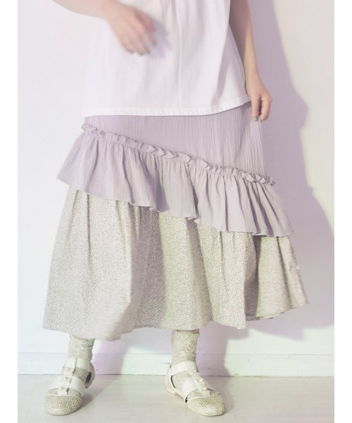 merry jenny（メリージェニー）の「floralティアードフレアスカート（スカート・レディース・ブラック/ベージュ/ラベンダー・FREE）」の21枚目の写真