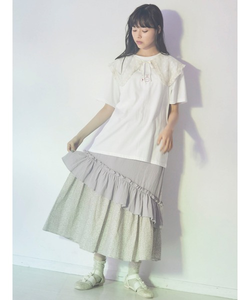 merry jenny（メリージェニー）の「floralティアードフレアスカート（スカート・レディース・ブラック/ベージュ/ラベンダー・FREE）」の22枚目の写真