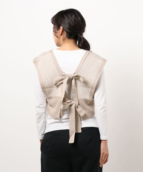 ehka sopo（エヘカソポ）の「ジャカードビスチェ（ベスト・レディース・ベージュ/ブラック/グリーン・ﾌﾘ-）」の4枚目の写真