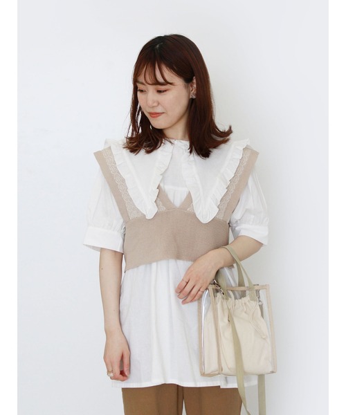 ehka sopo（エヘカソポ）の「ジャカードビスチェ（ベスト・レディース・ベージュ/ブラック/グリーン・ﾌﾘ-）」の3枚目の写真