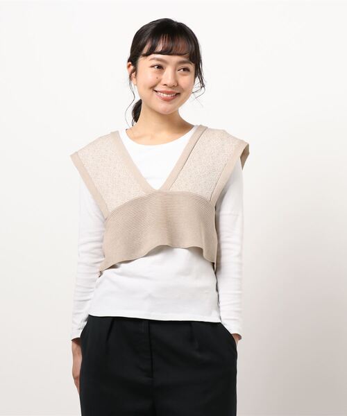 ehka sopo（エヘカソポ）の「ジャカードビスチェ（ベスト・レディース・ベージュ/ブラック/グリーン・ﾌﾘ-）」の9枚目の写真