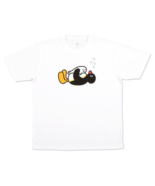 Design Tshirts Store graniph（デザイン　ティーシャツ　ストア　グラニフ）の「ピングーと子アザラシ(ピングー)｜コラボTシャツ（Tシャツ/カットソー・メンズ・ホワイト・SMALL/MEDIUM/LARGE/X-LARGE/X-SMALL）」の4枚目の写真