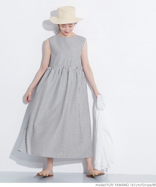 coca（coca）（コカ）の「ストライプ切り替えギャザーワンピース（ワンピース・レディース・ストライプ・M/L）」の3枚目の写真