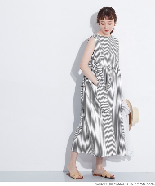 coca（coca）（コカ）の「ストライプ切り替えギャザーワンピース（ワンピース・レディース・ストライプ・M/L）」の7枚目の写真