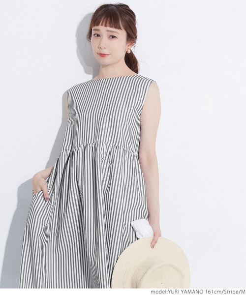 coca（coca）（コカ）の「ストライプ切り替えギャザーワンピース（ワンピース・レディース・ストライプ・M/L）」の8枚目の写真