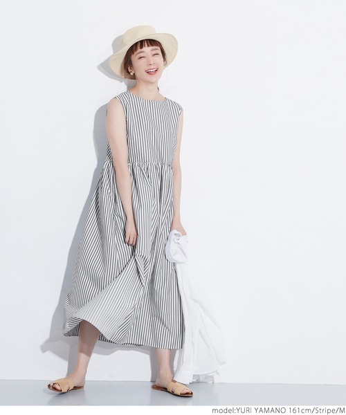 coca（coca）（コカ）の「ストライプ切り替えギャザーワンピース（ワンピース・レディース・ストライプ・M/L）」の9枚目の写真
