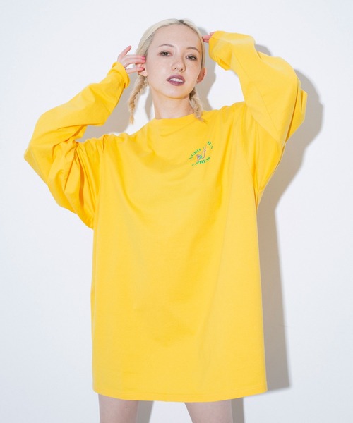 X-girl（エックスガール）の「DELIVERY L/S TEE DRESS（ワンピース・レディース・チャコール/ホワイト/イエロー・S/M）」の9枚目の写真
