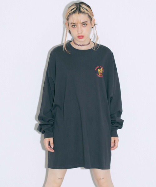 X-girl（エックスガール）の「DELIVERY L/S TEE DRESS（ワンピース・レディース・チャコール/ホワイト/イエロー・S/M）」の10枚目の写真