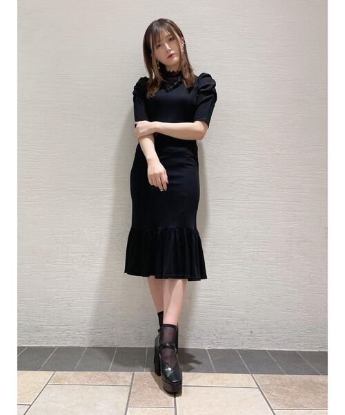 EATME（イートミー）の「FRONTレースアップリブワンピース（ワンピース・レディース・ブラック/グレー/グリーン系その他・FREE）」の9枚目の写真