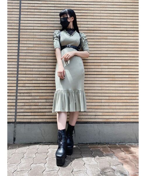 EATME（イートミー）の「FRONTレースアップリブワンピース（ワンピース・レディース・ブラック/グレー/グリーン系その他・FREE）」の11枚目の写真