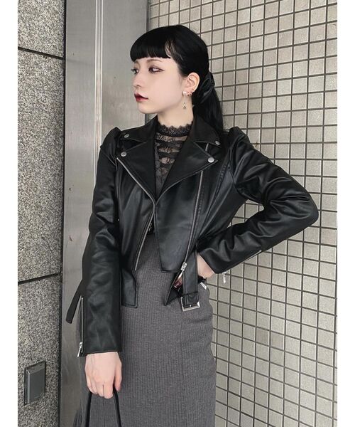 EATME（イートミー）の「FRONTレースアップリブワンピース（ワンピース・レディース・ブラック/グレー/グリーン系その他・FREE）」の4枚目の写真