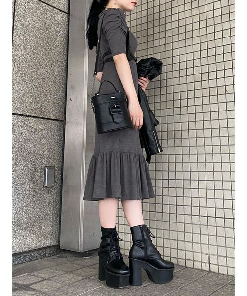 EATME（イートミー）の「FRONTレースアップリブワンピース（ワンピース・レディース・ブラック/グレー/グリーン系その他・FREE）」の13枚目の写真