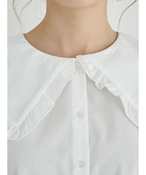 earth music&ecology（アースミュージックアンドエコロジー）の「ノースリーブフリルビックカラーブラウス ＊（シャツ/ブラウス・レディース・ライトグレー/ブラック/オフホワイト・FREE）」の11枚目の写真