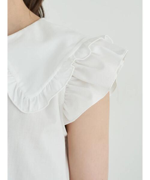 earth music&ecology（アースミュージックアンドエコロジー）の「ノースリーブフリルビックカラーブラウス ＊（シャツ/ブラウス・レディース・ライトグレー/ブラック/オフホワイト・FREE）」の12枚目の写真