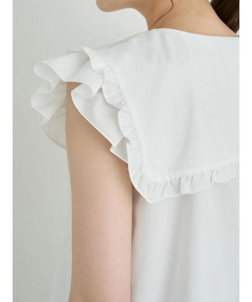 earth music&ecology（アースミュージックアンドエコロジー）の「ノースリーブフリルビックカラーブラウス ＊（シャツ/ブラウス・レディース・ライトグレー/ブラック/オフホワイト・FREE）」の13枚目の写真