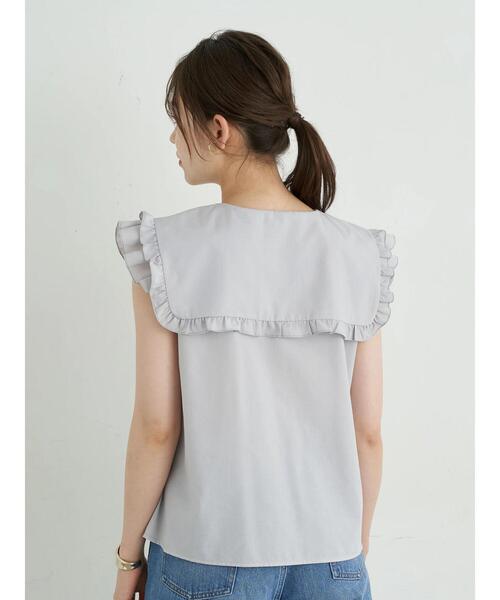earth music&ecology（アースミュージックアンドエコロジー）の「ノースリーブフリルビックカラーブラウス ＊（シャツ/ブラウス・レディース・ライトグレー/ブラック/オフホワイト・FREE）」の22枚目の写真
