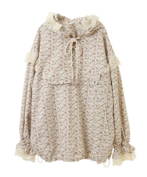 Candy Stripper（キャンディストリッパー）の「FLORAL GIRLY FRILL SWITCHED アノラック（その他アウター・レディース・ブラック/アイボリー・2）」の6枚目の写真