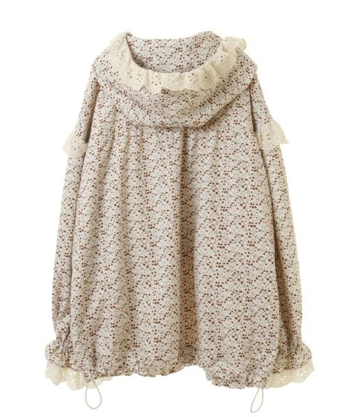 Candy Stripper（キャンディストリッパー）の「FLORAL GIRLY FRILL SWITCHED アノラック（その他アウター・レディース・ブラック/アイボリー・2）」の8枚目の写真