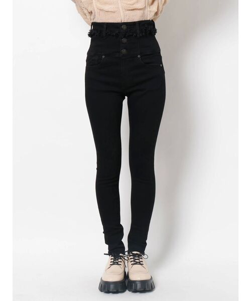 EMODA（エモダ）の「ベルトヘムフリンジハイウエストパギンス（デニムパンツ・レディース・インディゴブルー/ブラック・X-SMALL/MEDIUM/SMALL）」の9枚目の写真