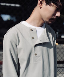 GLOSTER | 変形ヘンリーネック ロングスリーブTシャツ(Tシャツ/カットソー)