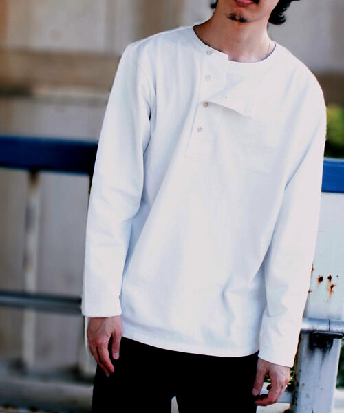 GLOSTER(グロスター)の「【GLOSTER/グロスター】変形ヘンリーネック ロングスリーブTシャツ(Tシャツ/カットソー・メンズ・ミント/レンガ/ホワイト・LARGE/MEDIUM)」の6枚目の写真