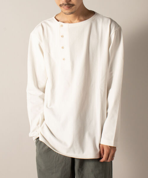 GLOSTER(グロスター)の「【GLOSTER/グロスター】変形ヘンリーネック ロングスリーブTシャツ(Tシャツ/カットソー・メンズ・ミント/レンガ/ホワイト・LARGE/MEDIUM)」の8枚目の写真