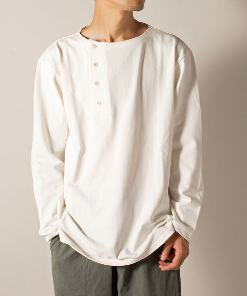 GLOSTER(グロスター)の「【GLOSTER/グロスター】変形ヘンリーネック ロングスリーブTシャツ(Tシャツ/カットソー・メンズ・ミント/レンガ/ホワイト・LARGE/MEDIUM)」の9枚目の写真