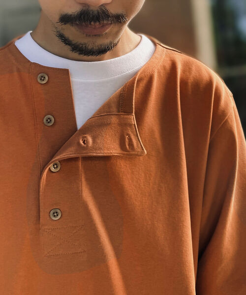GLOSTER(グロスター)の「【GLOSTER/グロスター】変形ヘンリーネック ロングスリーブTシャツ(Tシャツ/カットソー・メンズ・ミント/レンガ/ホワイト・LARGE/MEDIUM)」の13枚目の写真