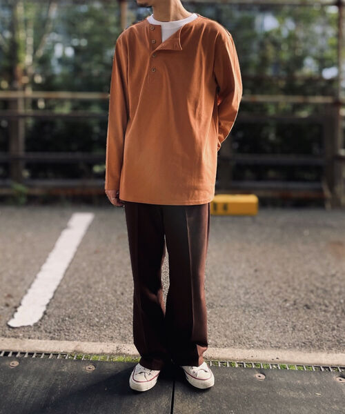 GLOSTER(グロスター)の「【GLOSTER/グロスター】変形ヘンリーネック ロングスリーブTシャツ(Tシャツ/カットソー・メンズ・ミント/レンガ/ホワイト・LARGE/MEDIUM)」の14枚目の写真