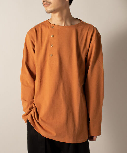 GLOSTER(グロスター)の「【GLOSTER/グロスター】変形ヘンリーネック ロングスリーブTシャツ(Tシャツ/カットソー・メンズ・ミント/レンガ/ホワイト・LARGE/MEDIUM)」の15枚目の写真