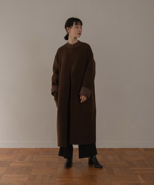 I_am(アイアム)の「reversible wool long coat(ノーカラーコート・レディース・ブラウン・FREE)」の5枚目の写真