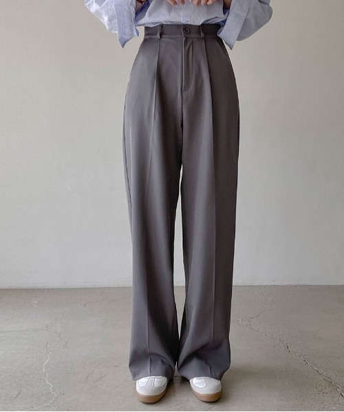 SONA（ソナ）の「SONYUNARA ピンタックストレートロングスラックス（スラックス・レディース・ブラック/ダークグレー/ベージュ・SMALL/MEDIUM）」の3枚目の写真