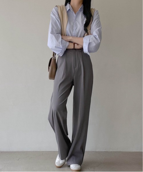 SONA（ソナ）の「SONYUNARA ピンタックストレートロングスラックス（スラックス・レディース・ブラック/ダークグレー/ベージュ・SMALL/MEDIUM）」の17枚目の写真