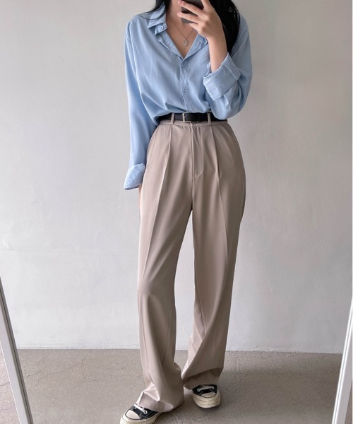 SONA（ソナ）の「SONYUNARA ピンタックストレートロングスラックス（スラックス・レディース・ブラック/ダークグレー/ベージュ・SMALL/MEDIUM）」の18枚目の写真