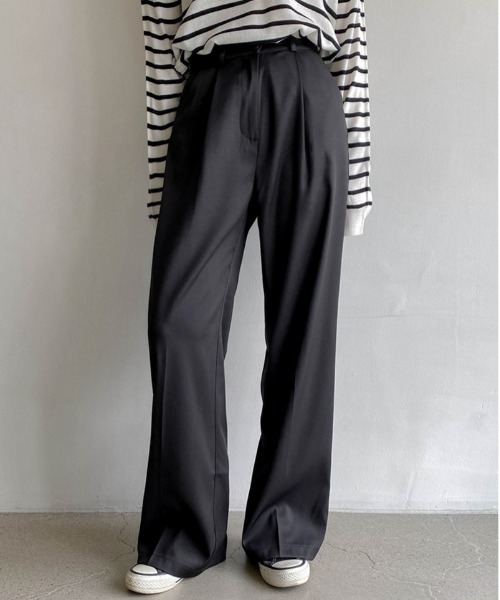 SONA（ソナ）の「SONYUNARA ピンタックストレートロングスラックス（スラックス・レディース・ブラック/ダークグレー/ベージュ・SMALL/MEDIUM）」の11枚目の写真