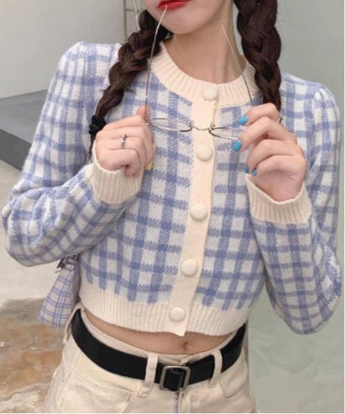 SpRay（スプレイ）の「チェッククロップドカーディガン（カーディガン