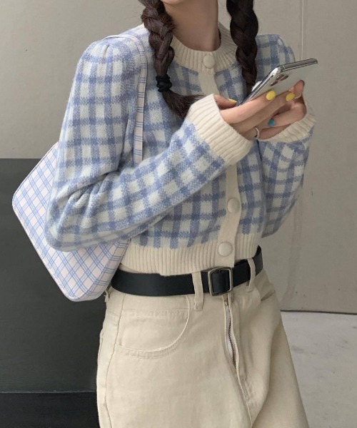 SpRay（スプレイ）の「チェッククロップドカーディガン（カーディガン