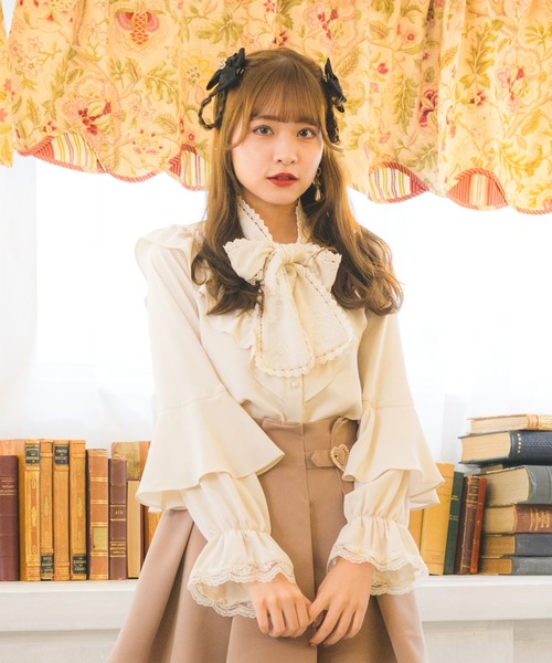 ROJITA（ロジータ）の「レーシーリボン袖ボリュームブラウス（シャツ/ブラウス・レディース・ピンク/ブラック/ホワイト・FREE）」の4枚目の写真