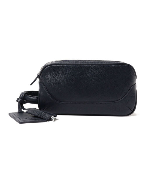 PELLE MORBIDA（ペッレモルビダ）の「PELLE MORBIDA / シュリンクレザー クラッチバッグ（ハンドバッグ・メンズ・ベージュ/ネイビー・ONE SIZE）」の2枚目の写真