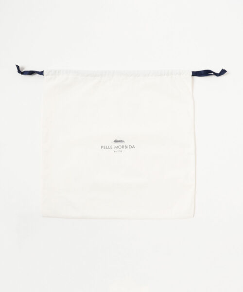 PELLE MORBIDA（ペッレモルビダ）の「PELLE MORBIDA / シュリンクレザー クラッチバッグ（ハンドバッグ・メンズ・ベージュ/ネイビー・ONE SIZE）」の8枚目の写真