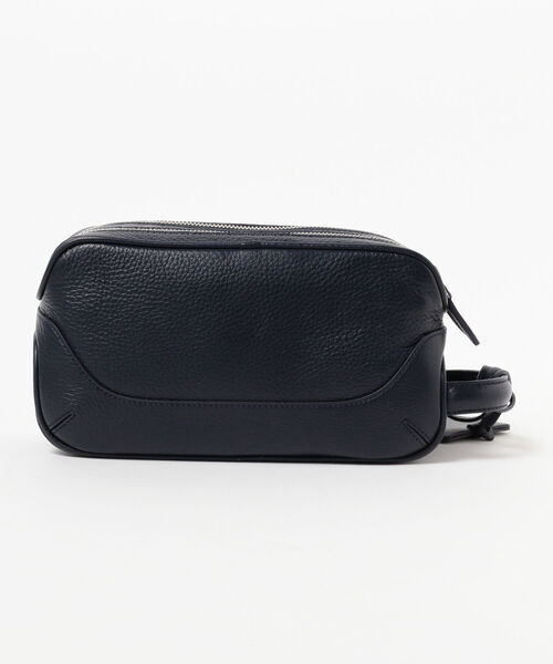 PELLE MORBIDA（ペッレモルビダ）の「PELLE MORBIDA / シュリンクレザー クラッチバッグ（ハンドバッグ・メンズ・ベージュ/ネイビー・ONE SIZE）」の9枚目の写真