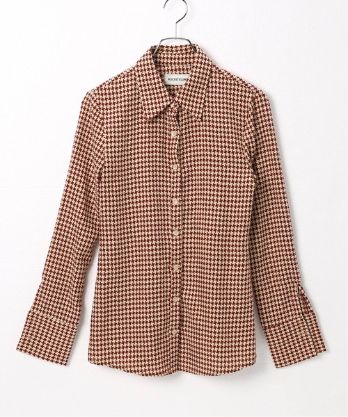 ROCKET x LUNCH（ロケットアンドランチ）の「【ROCKET × LUNCH/ロケット ランチ】R HOUND TOOTH CHECK SHIRT（シャツ/ブラウス・レディース・ブラウン/ラスタ・SMALL）」の2枚目の写真