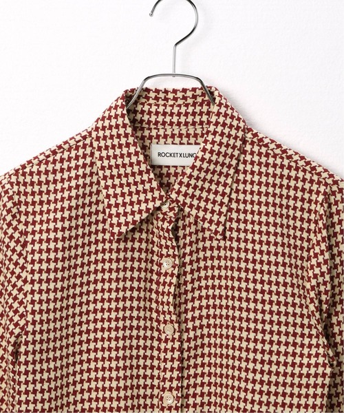 ROCKET x LUNCH（ロケットアンドランチ）の「【ROCKET × LUNCH/ロケット ランチ】R HOUND TOOTH CHECK SHIRT（シャツ/ブラウス・レディース・ブラウン/ラスタ・SMALL）」の9枚目の写真