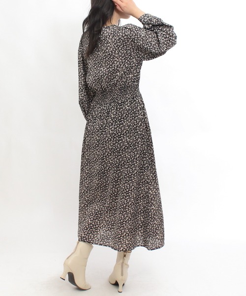 ASTORIA ODIER(アストリアオディール)の「小花柄パイピングワンピース(ワンピース・レディース・ブラック/モカ・MEDIUM)」の8枚目の写真